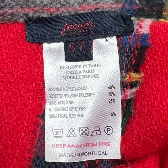 Jacadi Wool Blend Plaid Wrap Skirt With Fringe - Picture 3 of 4